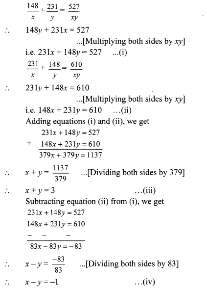 Maharashtra Board Class 10 Maths Solutions Chapter 1 Linear Equations in Two Variables Problem Set 28